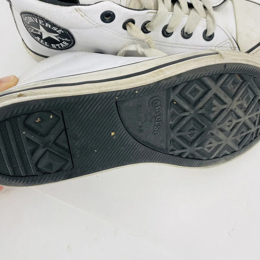 Converse All Star White Leather Junior Size 4.5 Ankle Lace Up Shoes